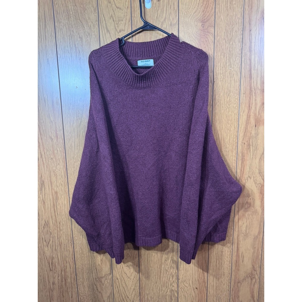 Old Navy Go-Recycled Burgundy Plum Batwing Sleeve Mock Neck Sweater Womens 3X